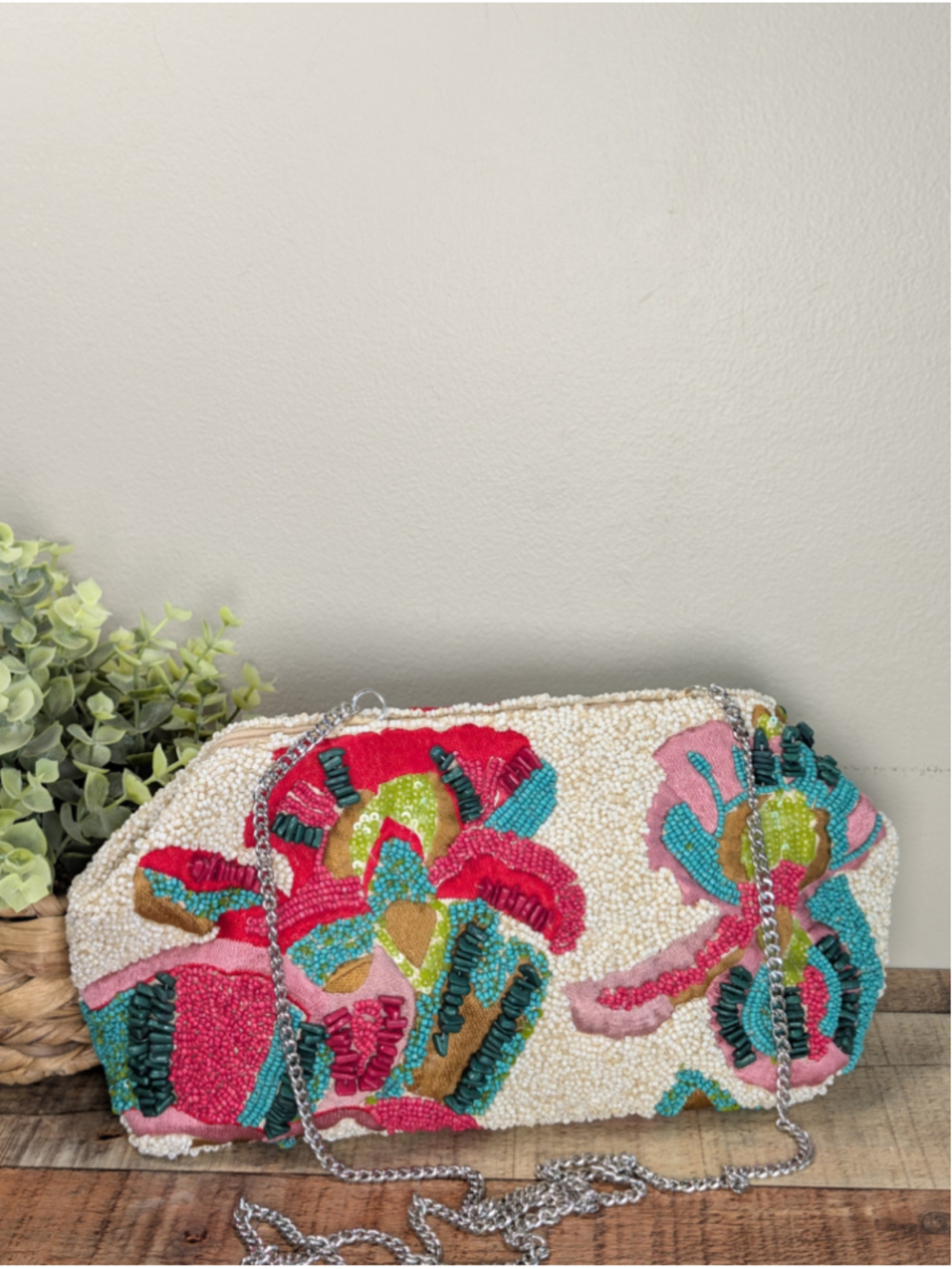 NEW Viral Beaded Clutch Chain Strap Shoulder Bag Crossbody Handbag Tiktok Insta